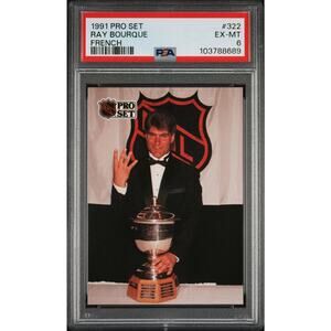 1991 Pro Set French #322 Ray Bourque PSA 6 Boston Bruins James Norris Trophy
